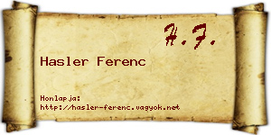 Hasler Ferenc névjegykártya